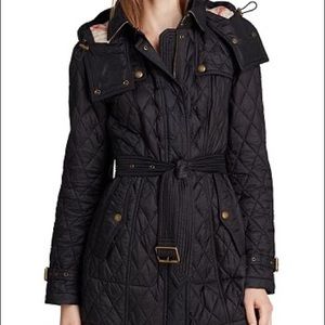 Authentic Burberry Brit Finsbridge Long Quilted Hooded Jacket. Size XL.